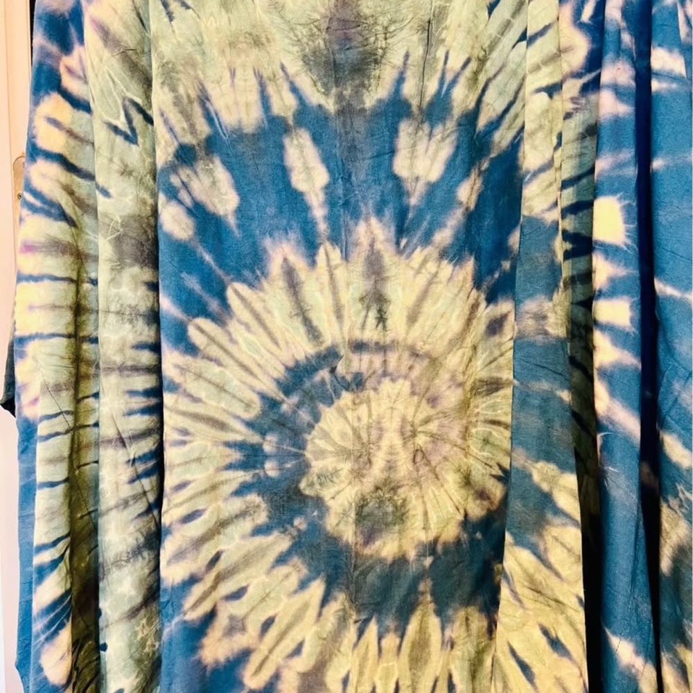 Tie Dye kaftan Top Boho Hippie Style With Fringe